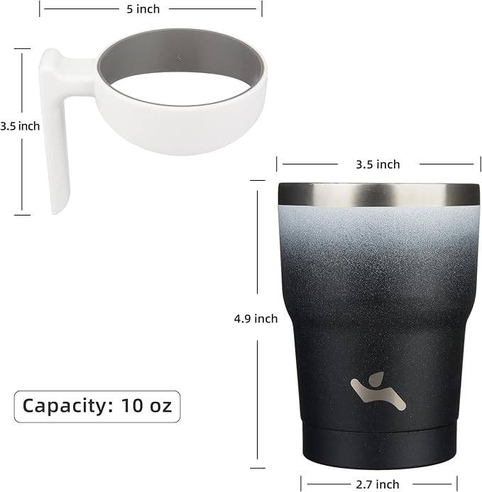 10 oz Tumbler with Handle and 2 Straw 2 Lid, Insulated Water Bottle Stainless Steel Vacuum Cup Reusable Travel Mug,Day Night