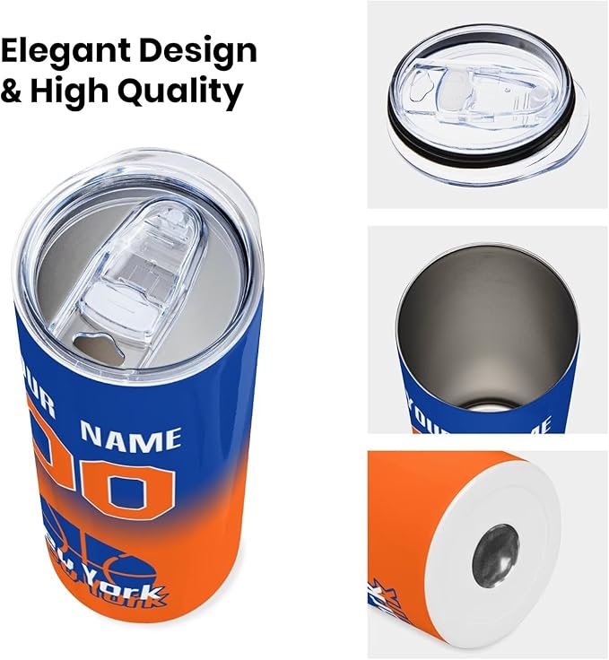 Custom Tumblers Stainless Steel Cup Personalized Basketball Insulation Travel Mug Add Your Name Number 20 oz Fans Gift for Men Women
