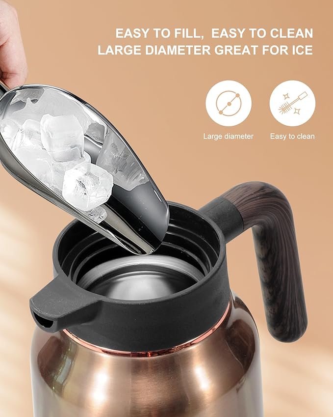 51 Oz Carafes for Hot Liquid, Stainless Steel Insulated Vacuum Thermal Coffee Carafes For Keeping Hot, 1.5 Liter Coffee Dispenser(Gold/Gold)