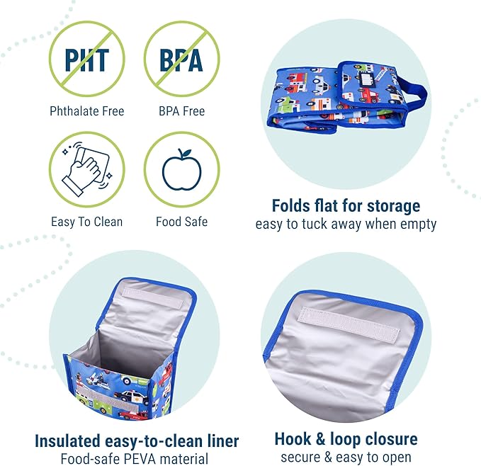 Wildkin Kids Insulated Lunch Bag – Reusable, Ideal for Hot/Cold Snacks, School & Travel - Heroes