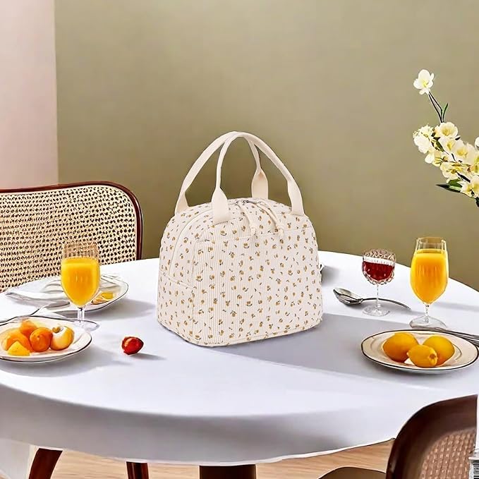 BTOOP Lunch Box for Women Men Cute Corduroy Lunch Bags Large Capacity Insulated Lunch Tote Bag For Work Travel Or Picnic