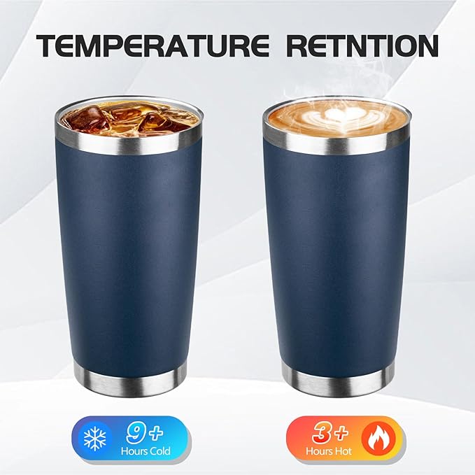 StarSpeed 20oz Tumbler Bulk with Lid, Stainless Steel Insulated Tumblers Double Wall Vacuum Insulated Travel Mug, Powder Coated Coffee Cups for Hot and Cold Drinks(Navy Blue,1)