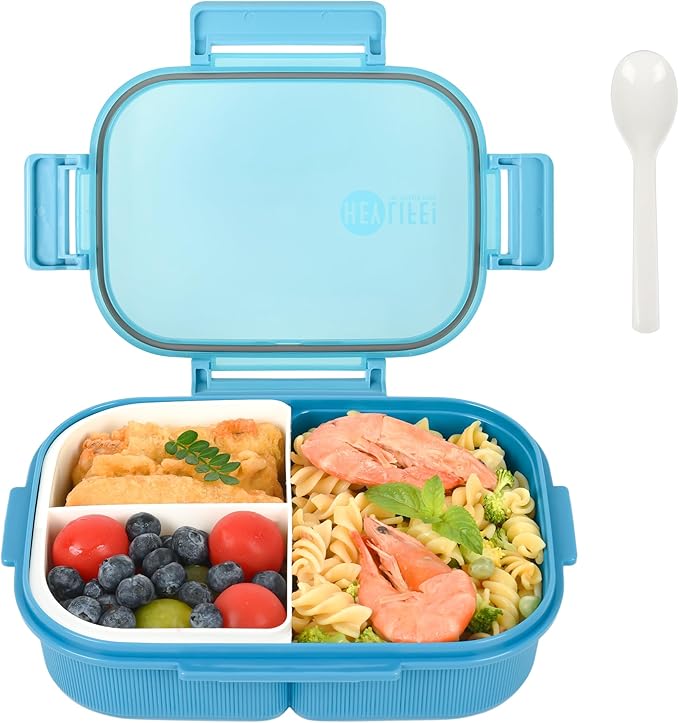 Bento Box with Removable Compartments for Adults & Kids - 1000ml Leak Proof Lunch Box with Utensils, BPA-Free, Microwave & Dishwasher Safe, Portable(Blue)