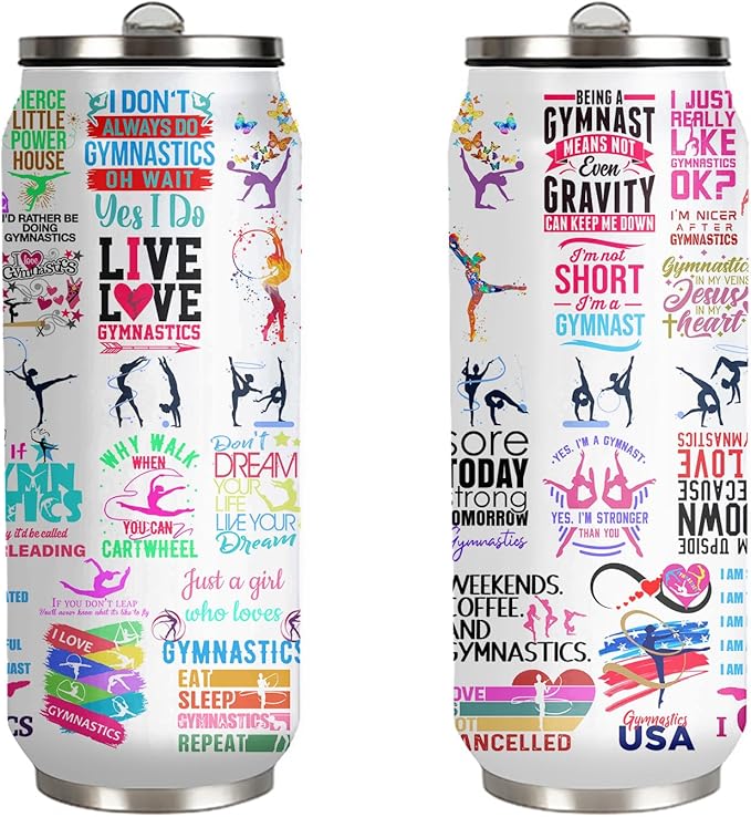 Gymnastics Tumbler Cup With Lid - Birthday Gift for Gymnastics Lovers - Stainless Steel Vacuum Coffee Mug for Women and Girls - 17 Oz