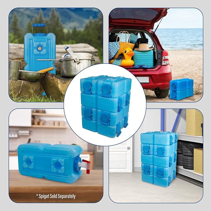 WaterBrick International Water Storage Containers for Emergency Water Storage | 6-Pack of Stackable 3.5 Gallon Water Container Bricks | Food-Grade HDPE Plastic | BPA-Free | STD Blue