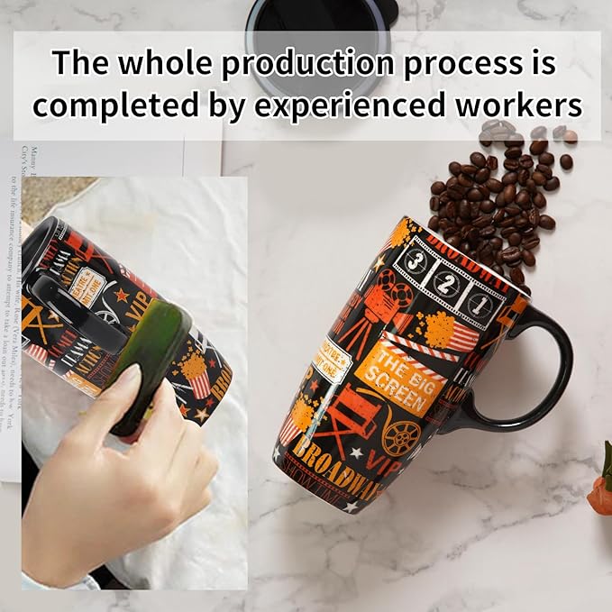 Topadorn Ceramic Mug Porcelain Latte Cup Coffee Mug with Gift Box 17oz.Movie Topic