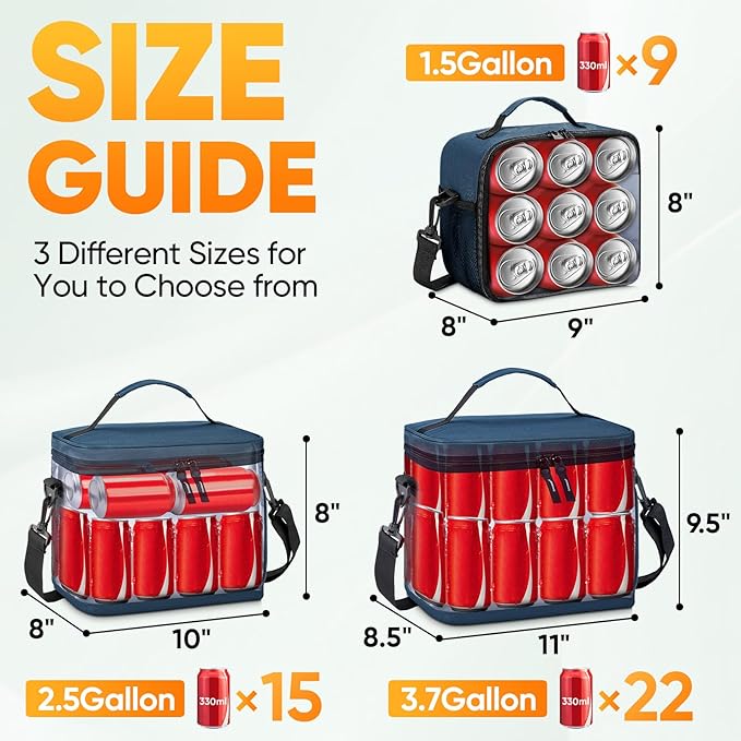 BALEINE Insulated Lunch Bag for Men Women, Leakproof Cooler Bag with Adjustable Shoulder Strap for Work Picnic, Lunch Box for Women Men (Small, Blue)