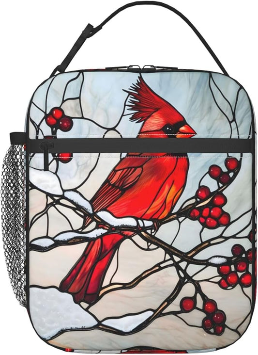 Cardinal Stained Glass Lunch Box for Women Men, Insulated Lunch Box, Reusable Lunch Bag for Office, Work, Picnic, Travel