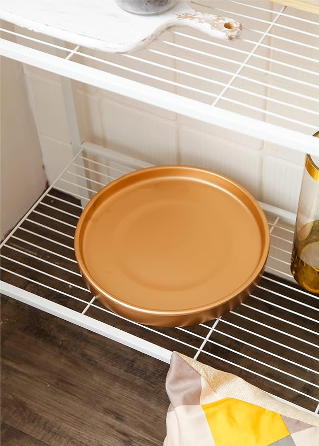 Ceramic Saucer 9 inch Round Saucer for Succulent Planter | Planter Tray (Gold, 9 inch)