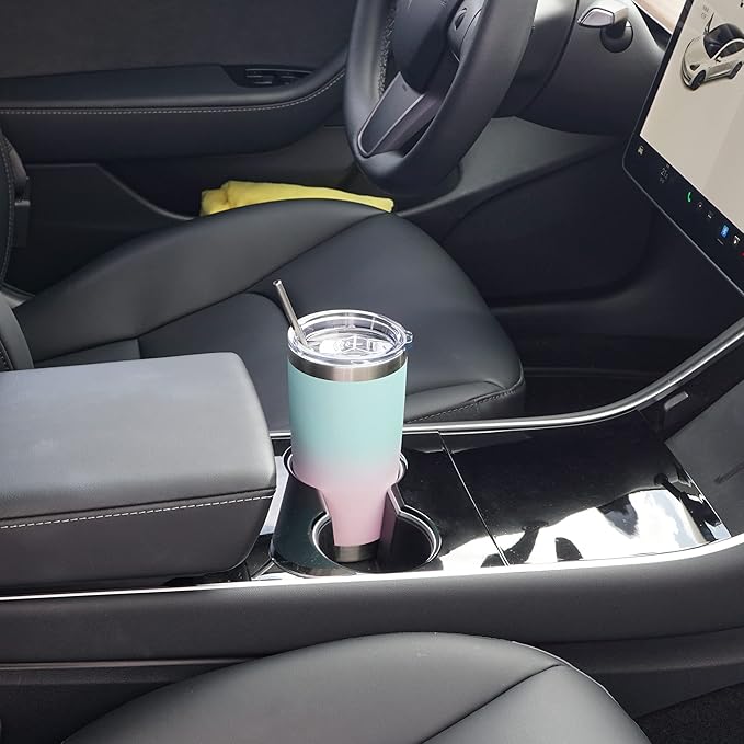 WETOWETO 20oz Insulated Stainless Steel Tumbler, Double Wall Vacuum Leak-proof Travel Coffee Mug, Powder Coated Water Cup (Green-Pink Gradient, 1 Pack)