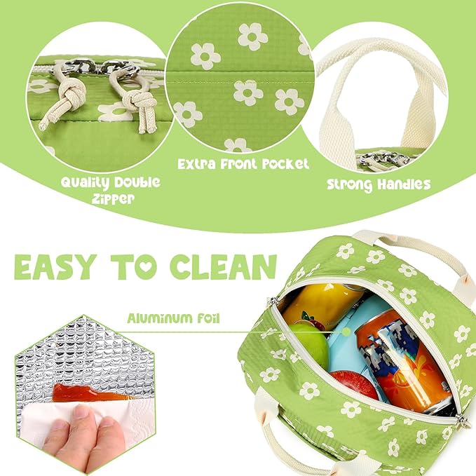 Bluboon Lunch Box for Women Cute Lunch Bag Reusable Insulated Lunch Bags Large Capacity Lunchbox Cooler for Work Picnic or Travel