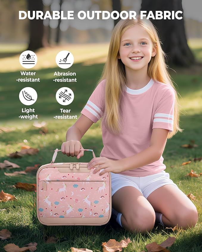 Tuwubi Kids Lunch Bag Insulated Lunch Box for Kids Small Lunch Bag for Boys/Girls Durable Lunchbox for School,Pink Unicorn 10-Can(5L)