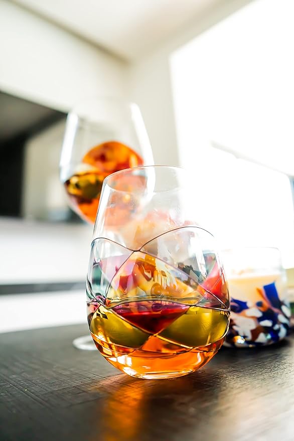 BARCELONA Stemless Wine Glasses – Hand‑Painted Set of 1 Unique Wine Gift for Wedding, Anniversary, Housewarming & Christmas • Sagrada Familia Style • Ideal for Women & Men