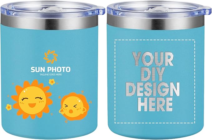 Personalized Custom Tumbler Print in USA 12oz 100Pcs Stainless Steel Travel Coffee Cup with Lid & Straw Double Wall Insulated Mug With Colorful Text Logo Photo