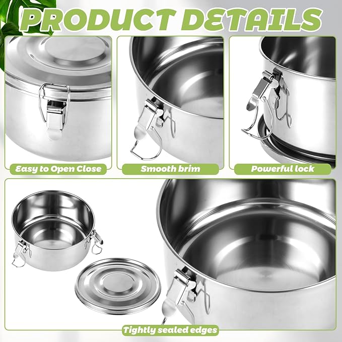 4 PCS 304 Stainless Steel Lunch Boxes, 36 Oz Food Storage Containers With Lids, Portable Metal Lunch Containers for Travel, Work, and Home-Leftover Storage