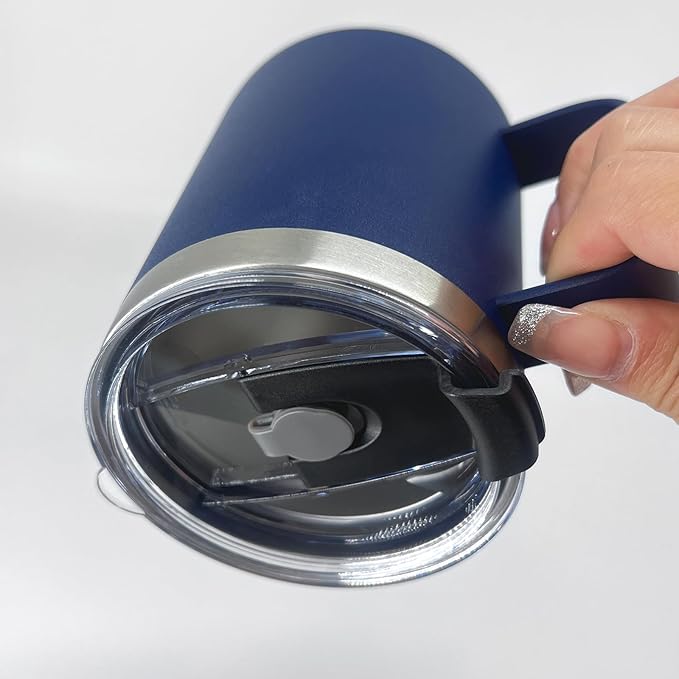 8pack 12oz Coffee Mug With Handle Bulk, Stainless Steel Insulated Travel Tumblers With,Double Wall Vacuum Camping Cup for Hot & Cold Drinks Tea (navy)