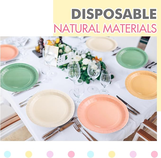 Zhehao 60 Pcs Sage Green Dusty Pink Paper Plates 9 Inch Disposable Summer Plates Party Decoration for Birthday Picnic Spring Wedding Baby Shower