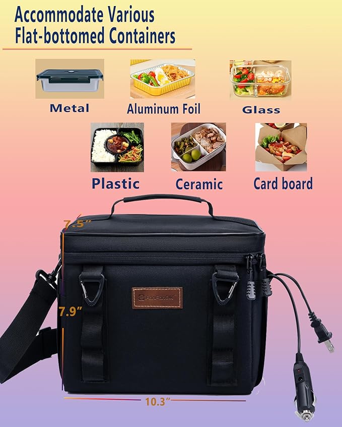 Portable Oven Food Warmer, 12V/24V/110V Electric Lunch Box Food Heater - Mini Personal Microwave Heated Lunch Box for for Truck, Car,Travel, Work & Home Use