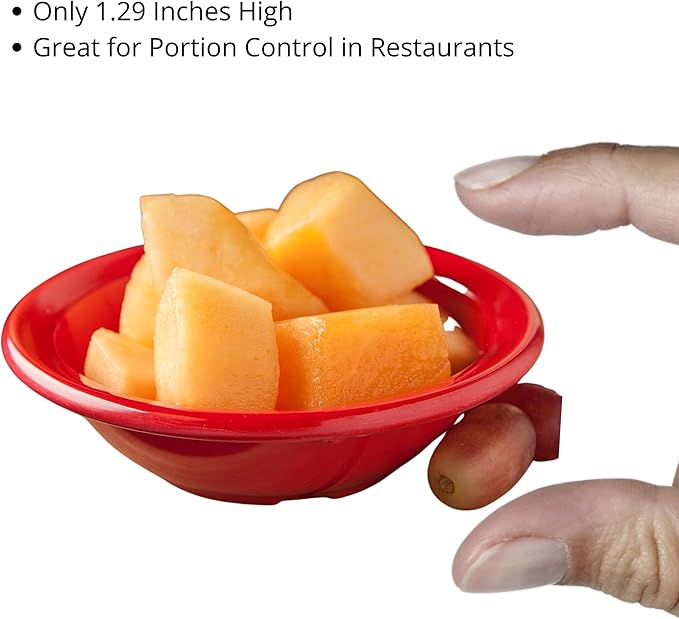 Carlisle FoodService Products Kingline Plastic Rimmed Fruit Bowl, 4.75 fl. oz. Capacity, 4-19/32" Dia. x 1.29" H, Red (Pack of 2)