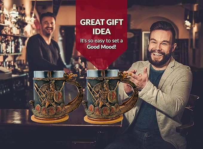 18oz Spartan Nordic Viking Mug, Stainless Steel Drinking Cup, Sparta Novelty Coffee Cup, Norse Viking Poetic Spartacus Decor Party Decoration Drinkware Gift for Men