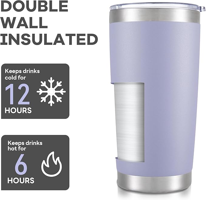 20 oz Tumbler with Lid Stainless Steel Double Wall Vacuum Insulated Tumblers Powder Coated Cups Travel Mug Keep Drinks Cold and Hot, Cosmic Lilac