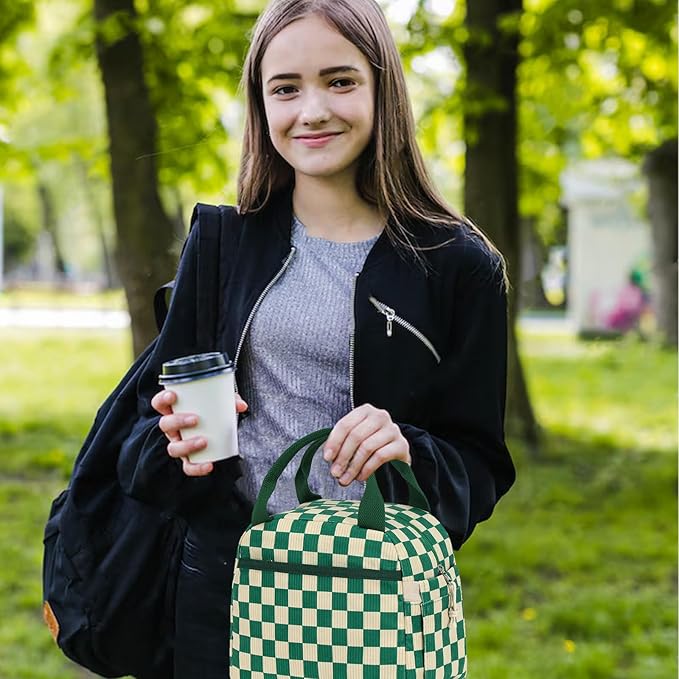 Bluboon Lunch Box for Women men Insulated Cute Corduroy Lunch bag, Reusable Cooler Bag for Work, Picnic, Travel