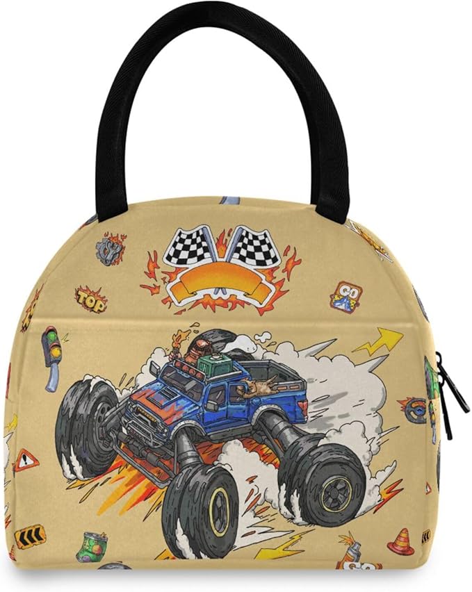 Truck Lunch Bag for Women Men Reusable Insulated Lunch Tote Bag for Office Work School Picnic Hiking