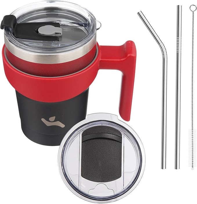 10 oz Tumbler with Handle and 2 Straw 2 Lid, Insulated Water Bottle Stainless Steel Vacuum Cup Reusable Travel Mug,Mystic Moon