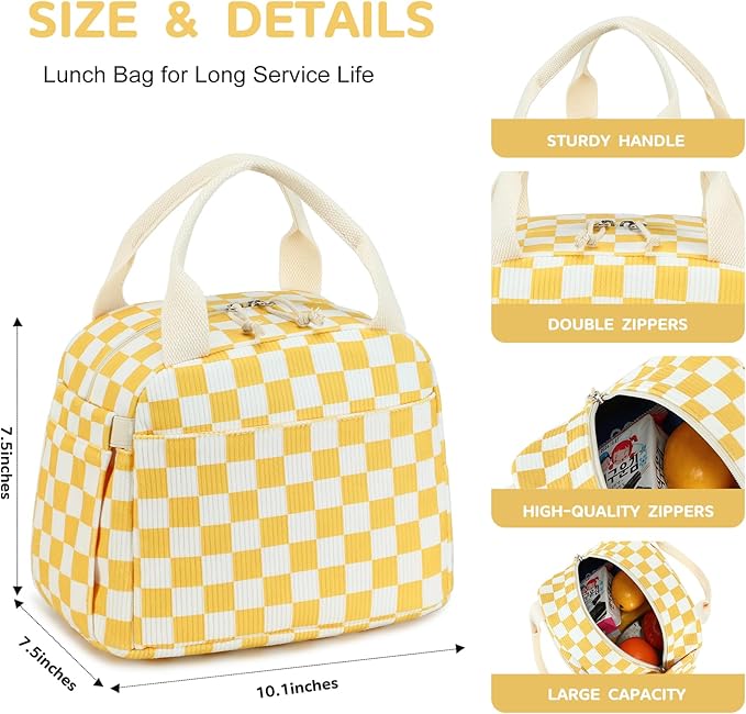 Bluboon Lunch Box for Women men Insulated Cute Corduroy Lunch bag, Reusable Cooler Bag for Work, Picnic, Travel