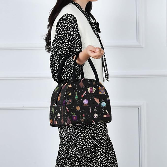 Witch Astrology Lunch Bag for Women Men Reusable Insulated Lunch Tote Bag for Office Work School Picnic Hiking