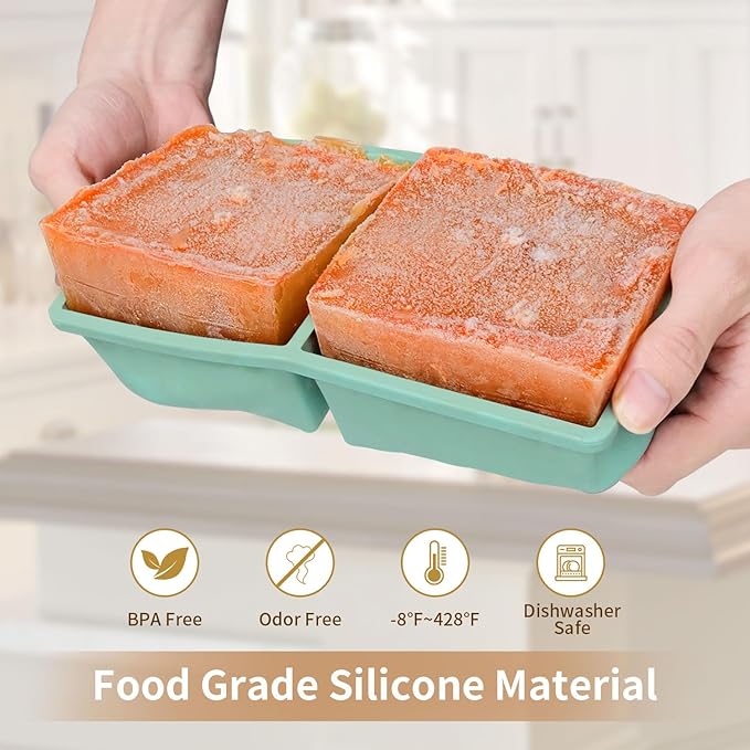 Silicone Freezer Tray for Soup Ice Cubes: 2-Cup Freezing Tray with Lid for Meal Prep - 2Pack Silicon Soup Portion Freeze Trays Make Stock Souped Ice Cube