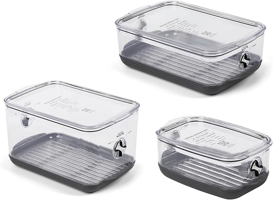 ProKeeper+ by Progressive Stackable Produce ProKeeper Storage Container with Stay-Fresh Vent System (PKS-3PC-Produce+)