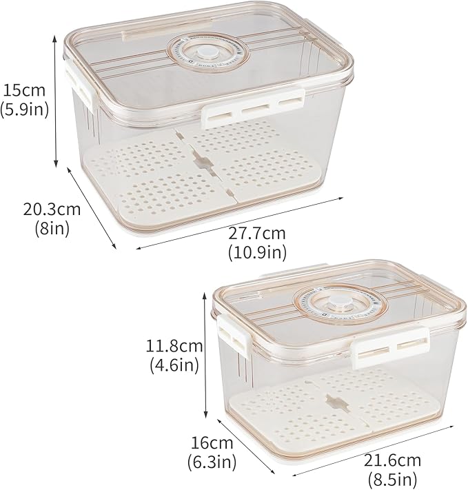 Airtight Flour Sugar Storage Containers 2 Set,Large Capacity Sugar and Flour Containers with Time Recording&Draining Basket,Food Storage Container for Rice,Cereal,Canister Set for the Kitchen,Pantry