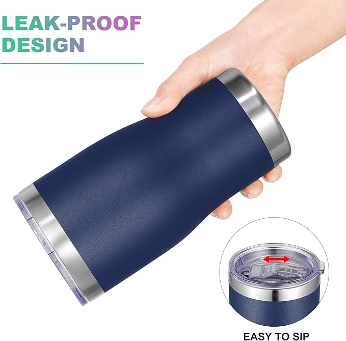 VEGOND 20oz Tumbler Stainless Steel Tumbler Cup with Lid And Straw Vacuum Insulated Double Wall Travel Coffee Mug(Navy Blue 6 Pack)