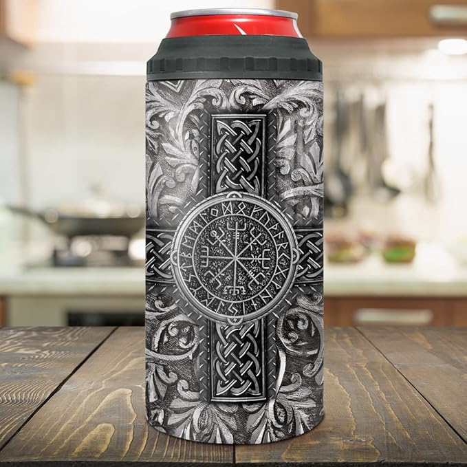 winorax Viking Gifts For Men Dad Nordic Vikings Tumbler 4-in-1 Design 16oz Stainless Steel Insulated Tumblers Coffee Travel Mug Cup Gift For Fathers Day Birthday Christmas