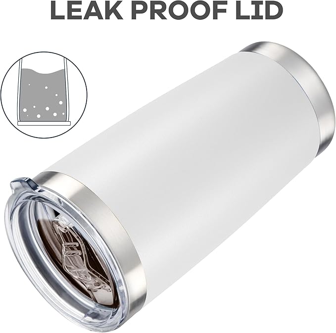 20 oz Tumbler with Lid Stainless Steel Insulated Tumblers Bulk Double Wall Vacuum Cups Powder Coated Travel Mug Keep Drinks Cold and Hot, White, 12 Pack