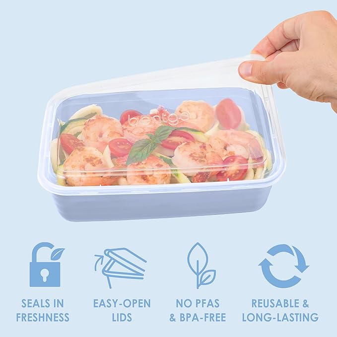 Bentgo Prep - 20-Piece 1-Compartment Reusable Meal Prep Containers with Lids, PFAS & BPA Free Materials, Durable, Microwave, Freezer, & Dishwasher Safe To Go Food Storage (Periwinkle)