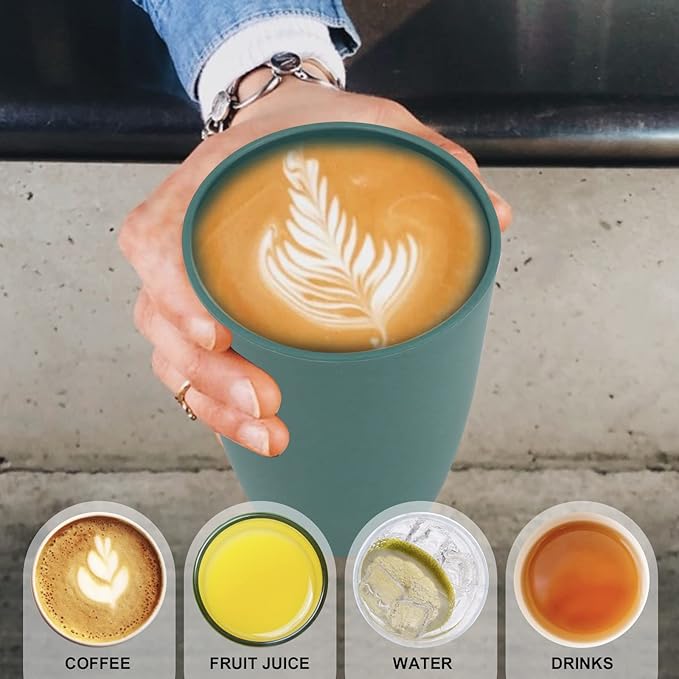 Wrova Wheat Straw Cups 6 PCS Good Alternative to Plastic Reusable Cups 20 oz Unbreakable Drinking Cup Reusable Dishwasher Safe Water Plastic Glasses Green