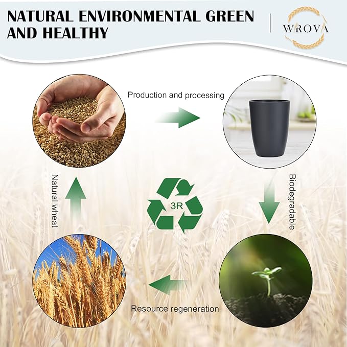 Wheat Straw Cups 8 PCS Good Alternative to Plastic Reusable Cups 12 oz Unbreakable Drinking Cup Reusable Dishwasher Safe Water Plastic Glasses Deep Grey