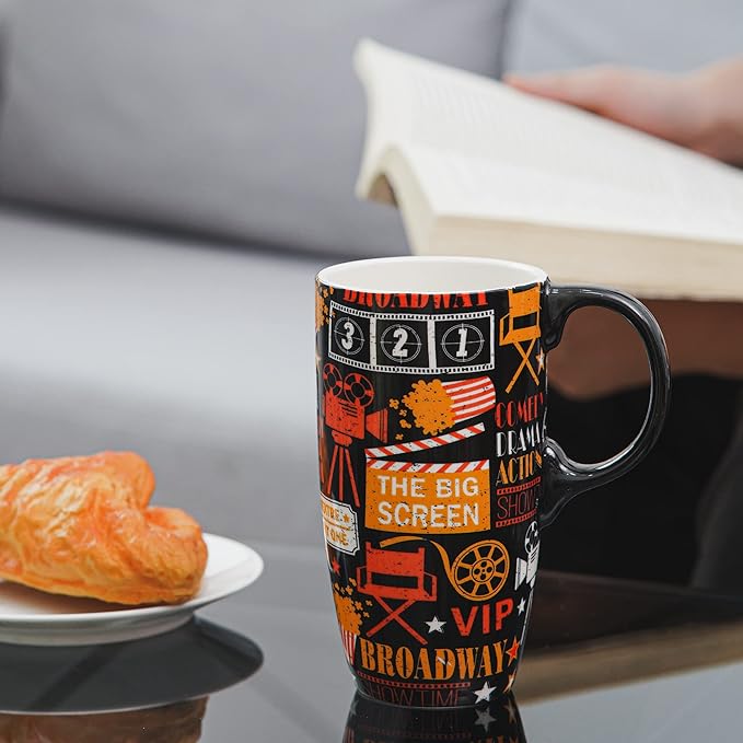 Topadorn Ceramic Mug Porcelain Latte Cup Coffee Mug with Gift Box 17oz.Movie Topic