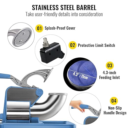 VEVOR 110V Commercial Ice Crusher 661LBS/H, ETL Approved 300W Electric Snow Cone Machine with Dual Blades, Stainless Steel Shaved Ice Machine with Safety On/Off Switch for Family, Restaurants, Bars