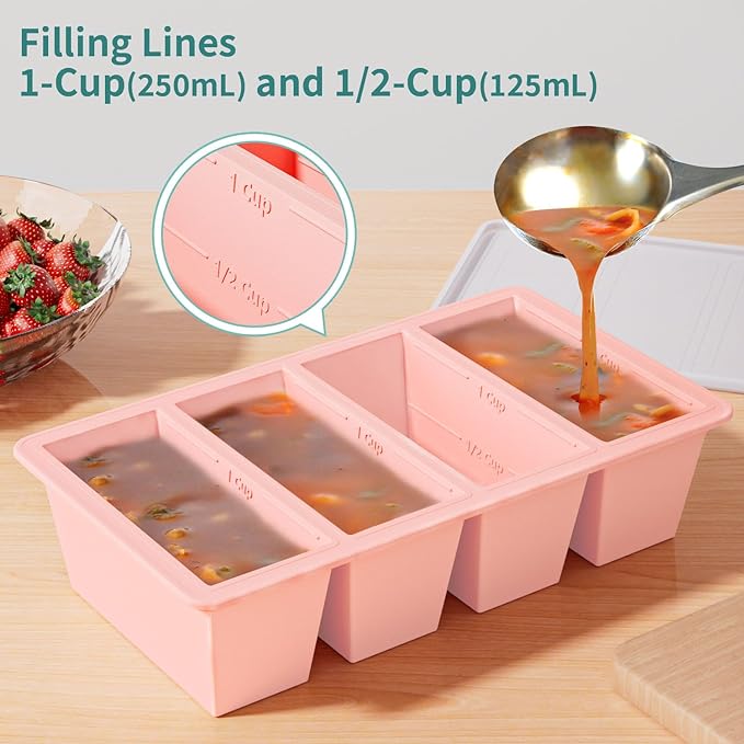 Silicone Freezer Tray for Sauce Cube: GGOW Silicone Freezing Tray for Broth Soup Storage - Freeze 250mL 125mL Souped Portion