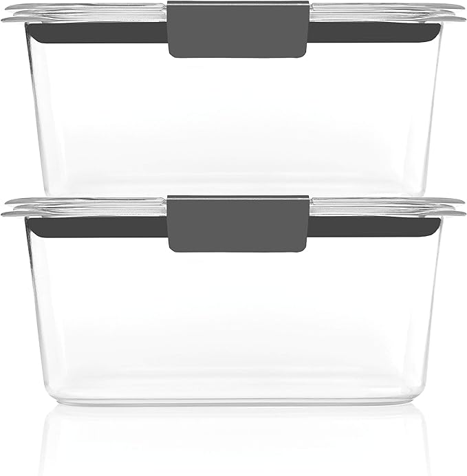 Rubbermaid Brilliance BPA-Free Food Storage Containers, Medium Deep, 4.7 Cup, 2-Pack, Airtight & Leak-Proof, Microwave & Dishwasher Safe