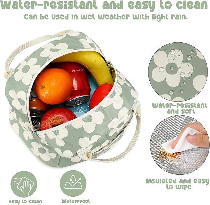 Bluboon Lunch Bag for Women Men Cute Corduroy Lunch Tote Bags Reusable Insulated Lunch Box Large Capacity Reusable Insulated Cooler for Work Picnic or Travel