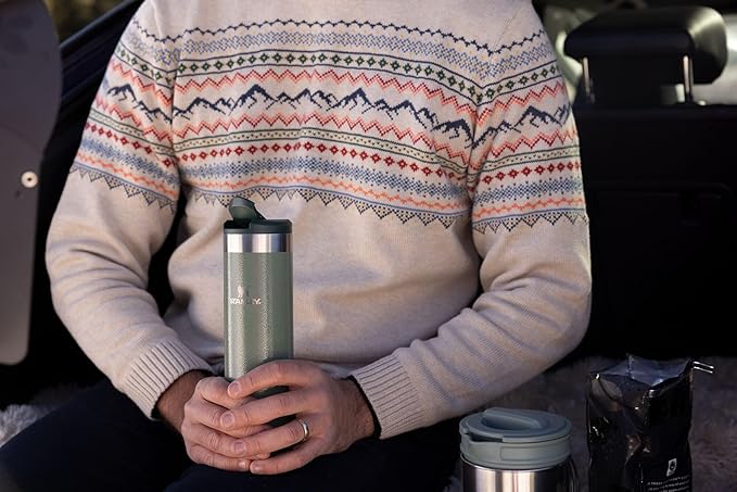 Stanley AeroLight Transit Bottle 16 oz | Locking Drink Through Lid | Leak Resistant Water Bottle or Coffee Travel Mug | Lightweight Insulated Stainless Steel | BPA-Free | Black