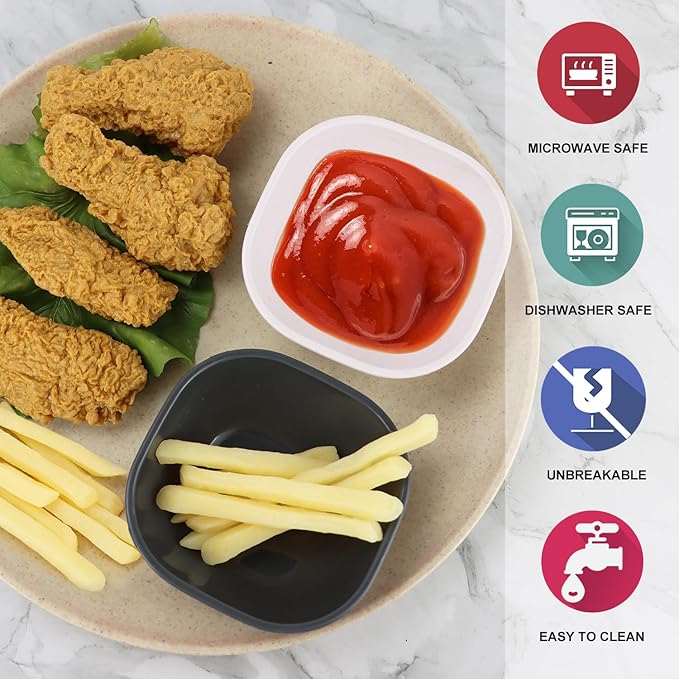 Wrova 6 pack small wheat straw bowls 5oz,alternative plastic dipping bowls,unbreakable dessert bowls microwave and dishwasher safe for dessert,sushi,condiment (Classic Series)