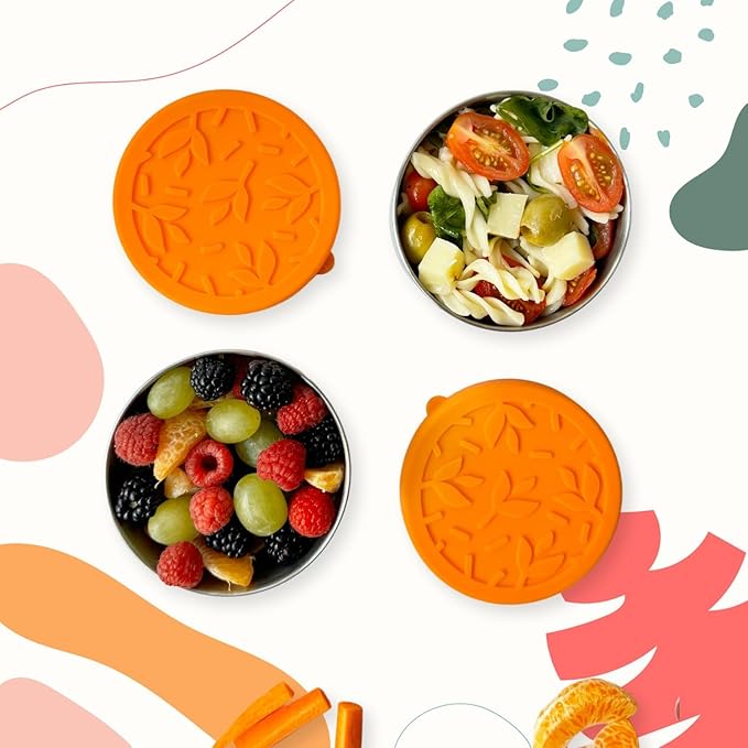 TAVVA 2 X 12 oz Stainless Steel Containers with Lids 12 oz - Leakproof w/Silicone Lids - BPA Free - Dishwasher & Freezer Safe - Portable & Reusable - Stainless Steel Storage Food Snack Containers