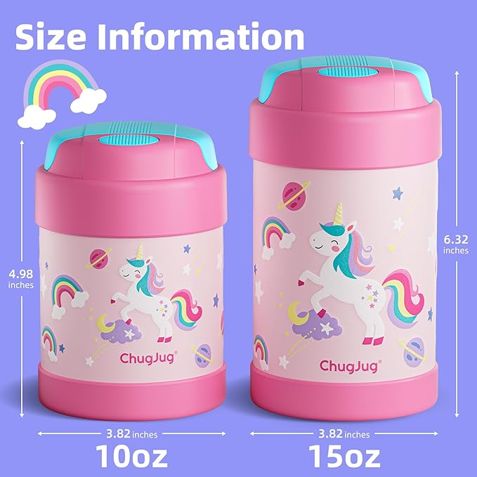 15 oz Soup Thermo for Hot Food Kids Insulated Food Jar with Spoon, Lunch Thermo Container, Width Mouth Vacuum Stainless Steel Food Thermo for School Travel, Leakproof, Easy to Open(Pink)