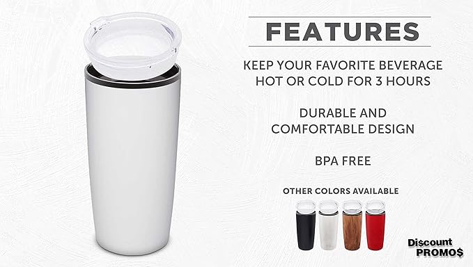 DISCOUNT PROMOS Plastic Tumblers 20 oz. Set of 6, Bulk Pack - With lids, Ice Coffee Tumbler, To Go Cup, Insulated - White