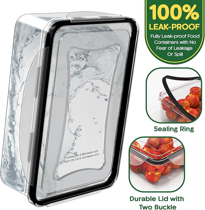 RockBerry 66 Pcs Large Food Storage Containers with Lids Airtight-Total 19075ML Stackable Kitchen Bowls Set(31 Containers,31 Lids) 2500ML to Small Box-BPA Free Leak proof Plastic Boxes-Microwave safe